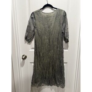 Green Sheer Women’s Dress Medium Song Dai Crinkle Floral‎ M 0726